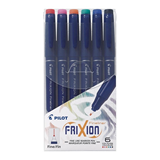 Pilot Frixion Fineliner Erasable Pen Assorted Colours Pack of 6